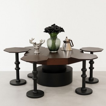 مجموعة طاولات خشبية متعددة الاستخدام بتصميم حديث وجذاب 7قطع 