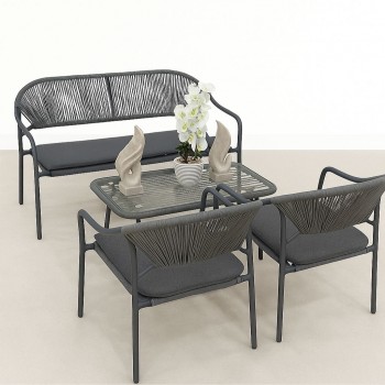 طقم جلسة خارجية كراسي حديد ،4أشخاص +طاولة خدمة