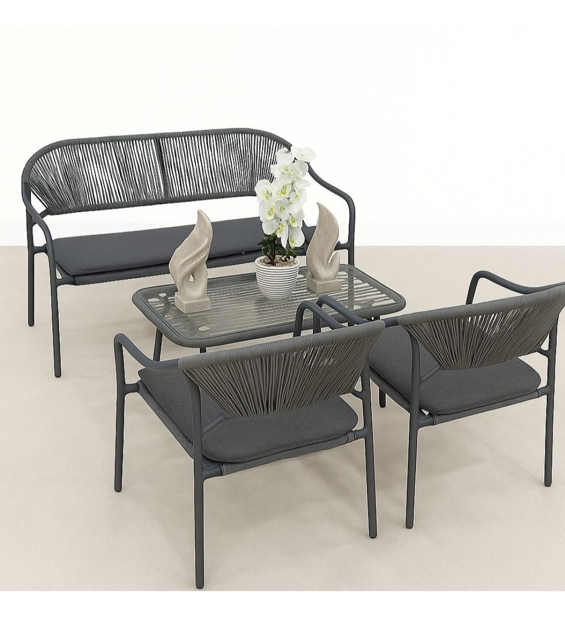 طقم جلسة خارجية كراسي حديد ،4أشخاص +طاولة خدمة