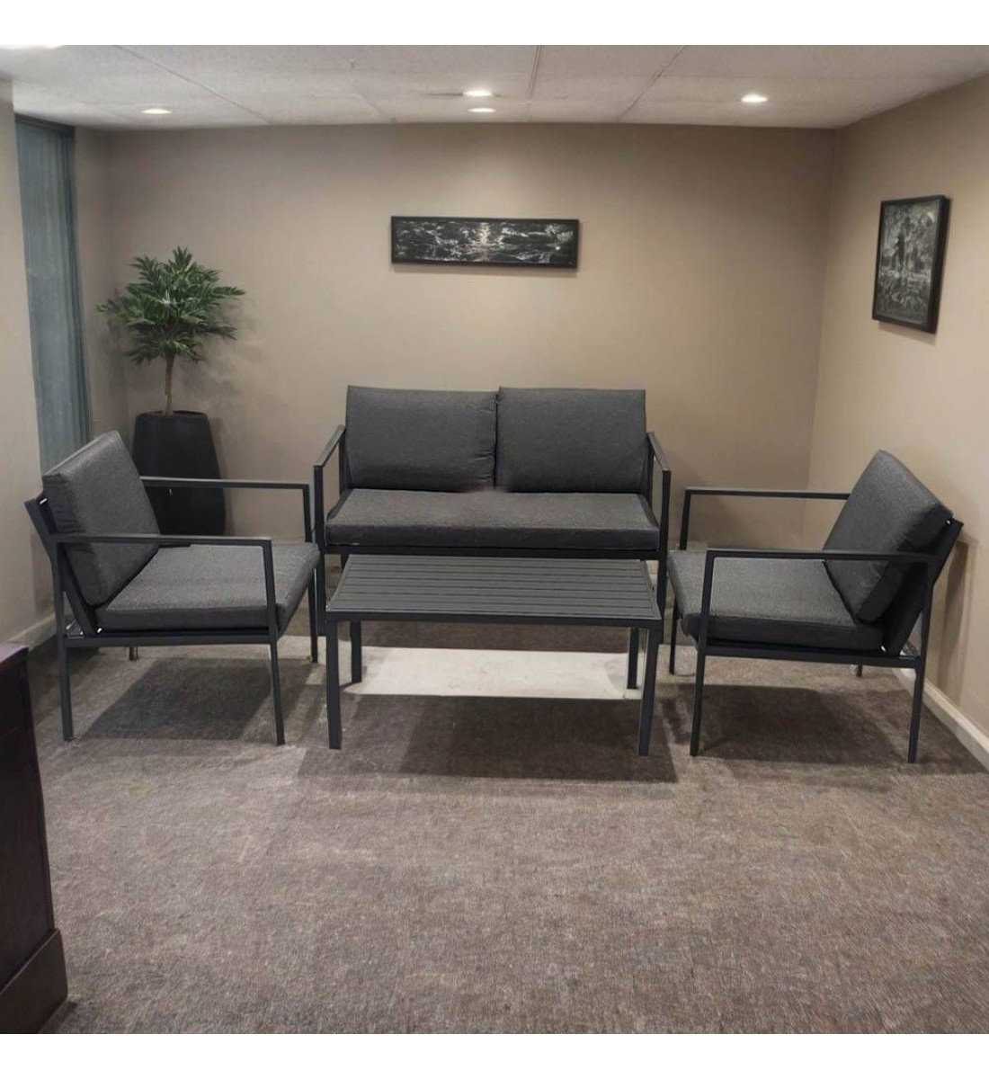 طقم جلسة خارجية كراسي حديد ،4أشخاص +طاولة خدمة طقم جلسة خارجية كراسي حديد ،4أشخاص +طاولة خدمة