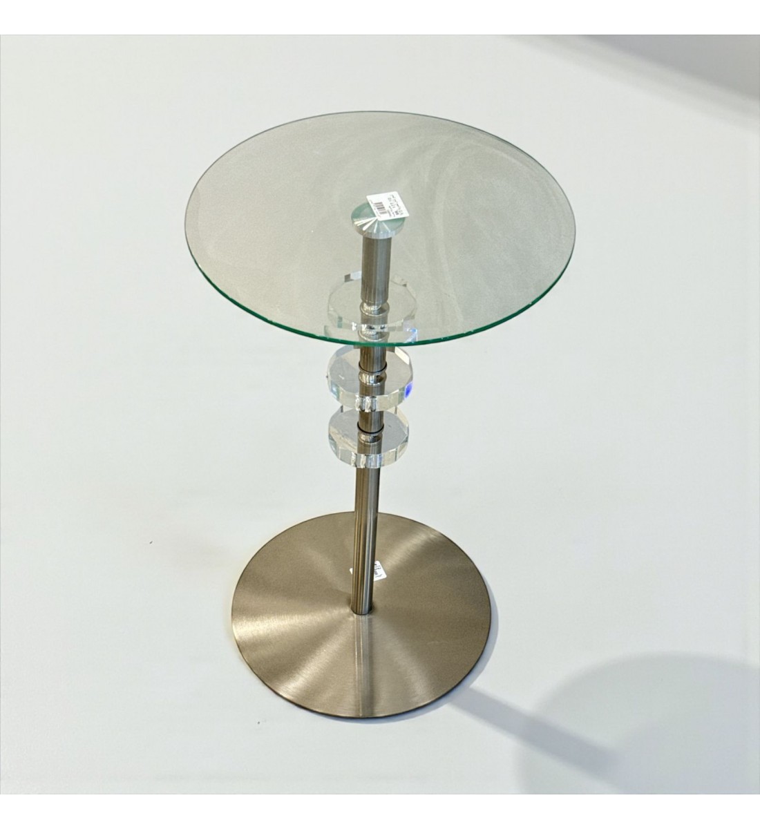 طاولة جانبية زجاجية بقاعدة معدنية وكريستالات فاخرة55×33×33سم طاولة جانبية زجاجية بقاعدة معدنية وكريستالات فاخرة55×33×33سم