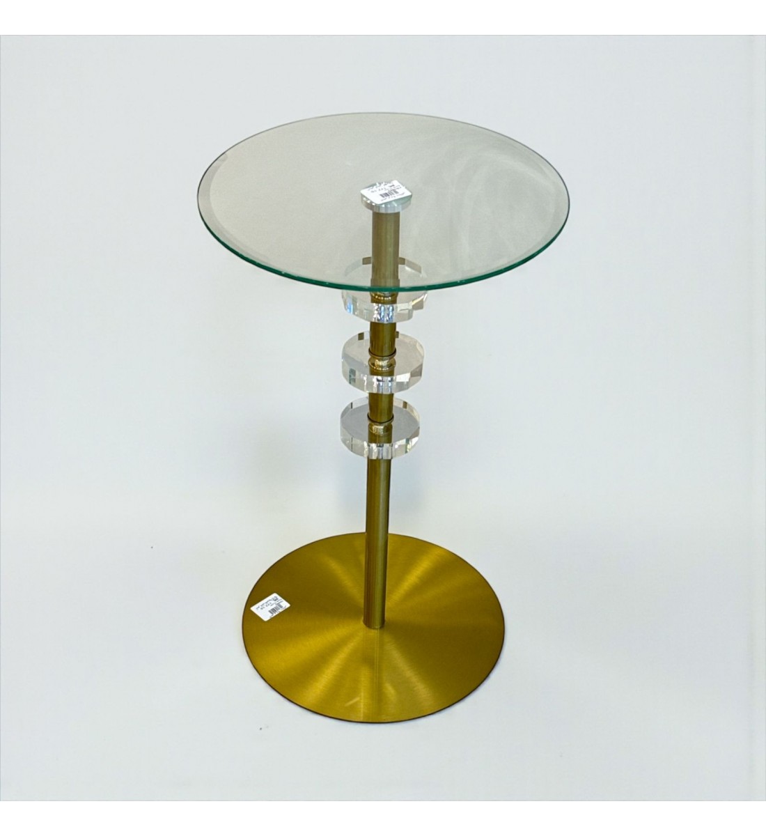 طاولة جانبية زجاجية بقاعدة معدنية وكريستالات فاخرة55×33×33سم طاولة جانبية زجاجية بقاعدة معدنية وكريستالات فاخرة55×33×33سم