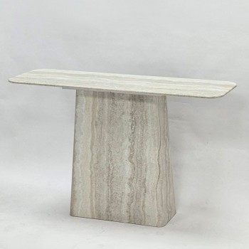 Luxurious entrance console with a design that mimics travertine stone, 140 x 40 x 89 cm