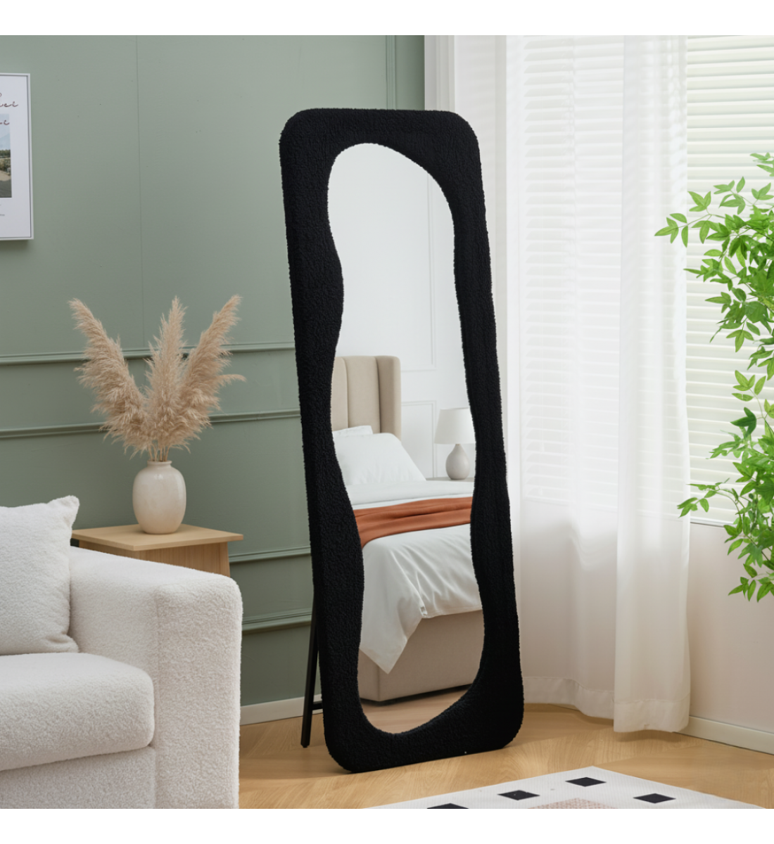 مرآة أرضية أنيقة بتصميم عصري فريد، مراية بوكلية اسود 160×60سم 