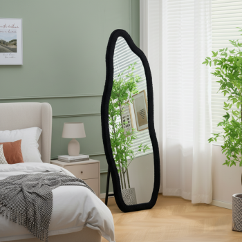 مرآة أرضية أنيقة بتصميم عصري فريد، مراية بوكلية اسود 170×70سم 