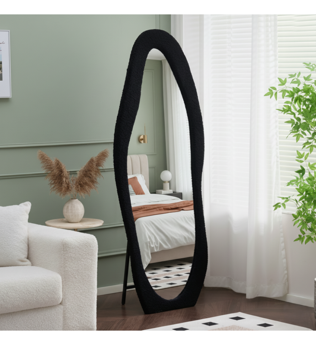 مرآة أرضية أنيقة بتصميم عصري فريد، مراية بوكلية اسود 180×80سم 