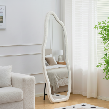 مرآة أرضية أنيقة بتصميم عصري فريد، مراية بوكلية ابيض 160×60سم 