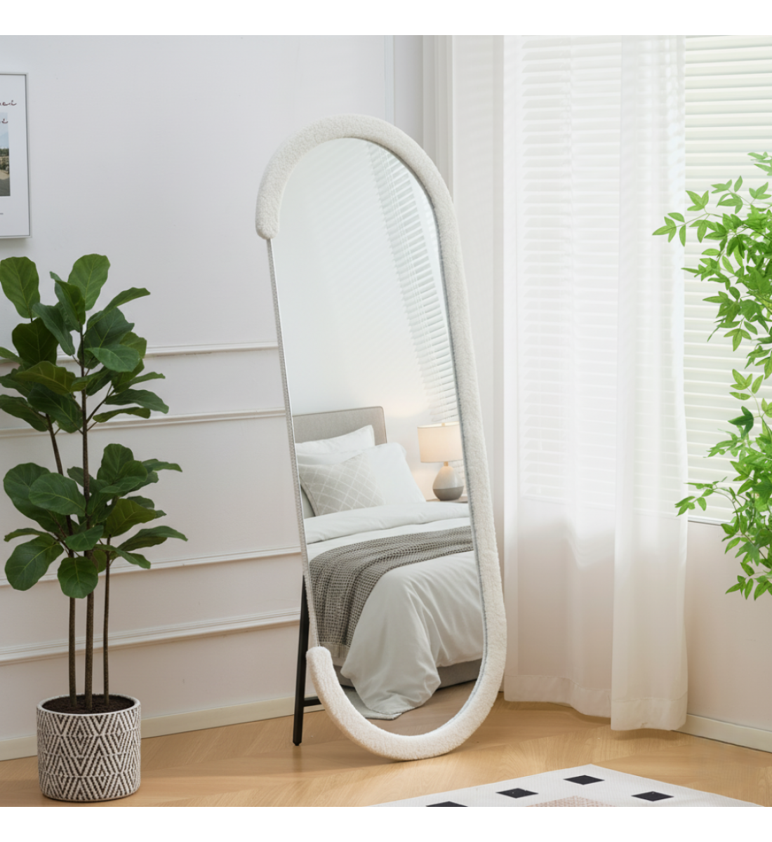 مرآة أرضية أنيقة بتصميم عصري فريد، مراية بوكلية ابيض 160×60سم مرآة أرضية أنيقة بتصميم عصري فريد، مراية بوكلية ابيض 160×60سم