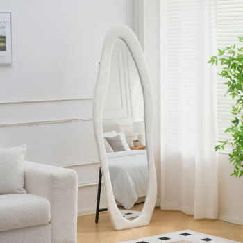 مرآة أرضية أنيقة بتصميم عصري فريد، مراية بوكلية ابيض 170×70سم 
