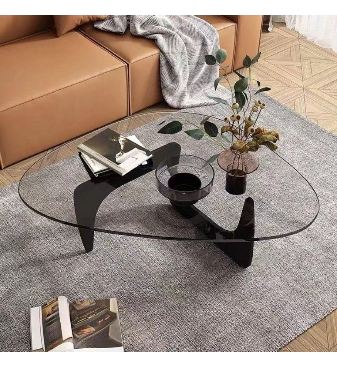 طاولة قهوة ، نيو كلاسيك، اسود زجاج