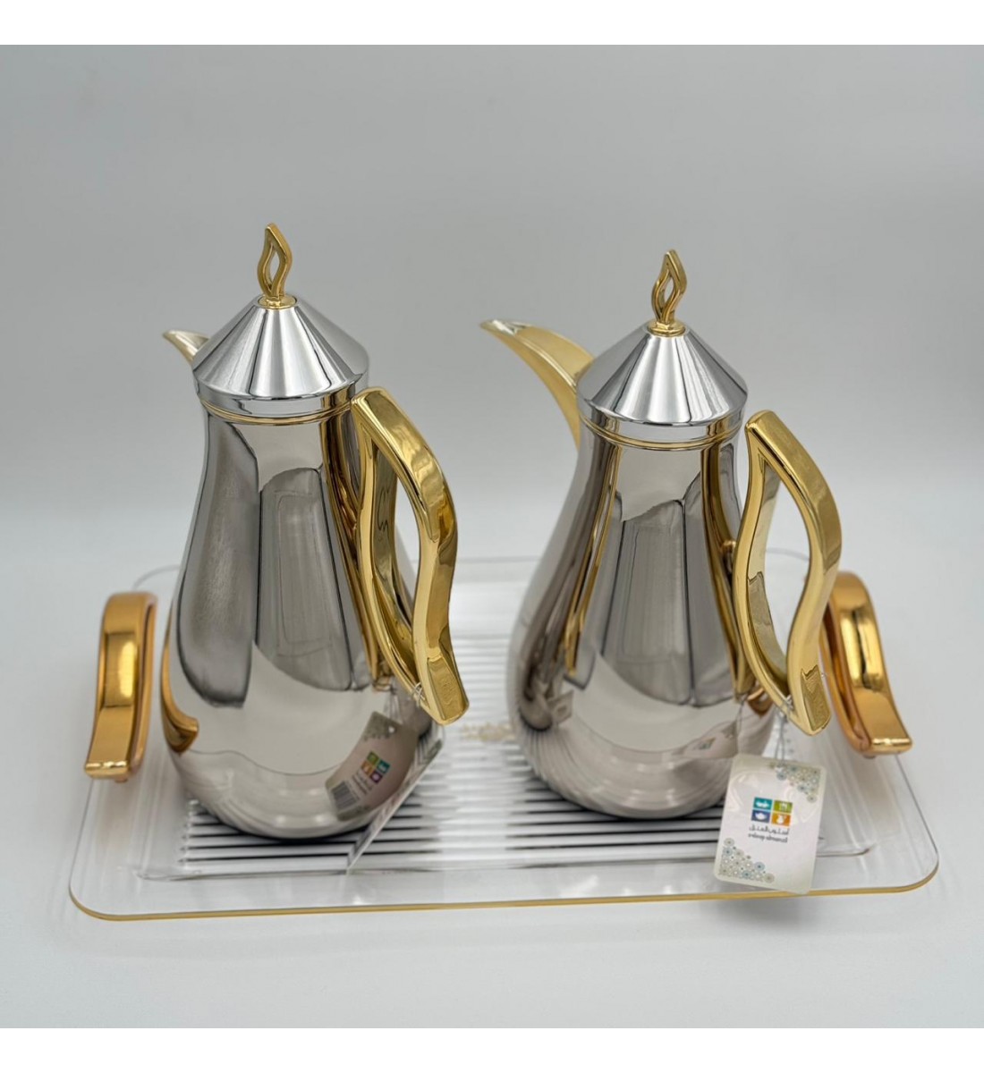 طقم ترامس شاي وقهوة مع طوفرية راقي استيل داخل زجاج طقم ترامس شاي وقهوة مع طوفرية راقي استيل داخل زجاج