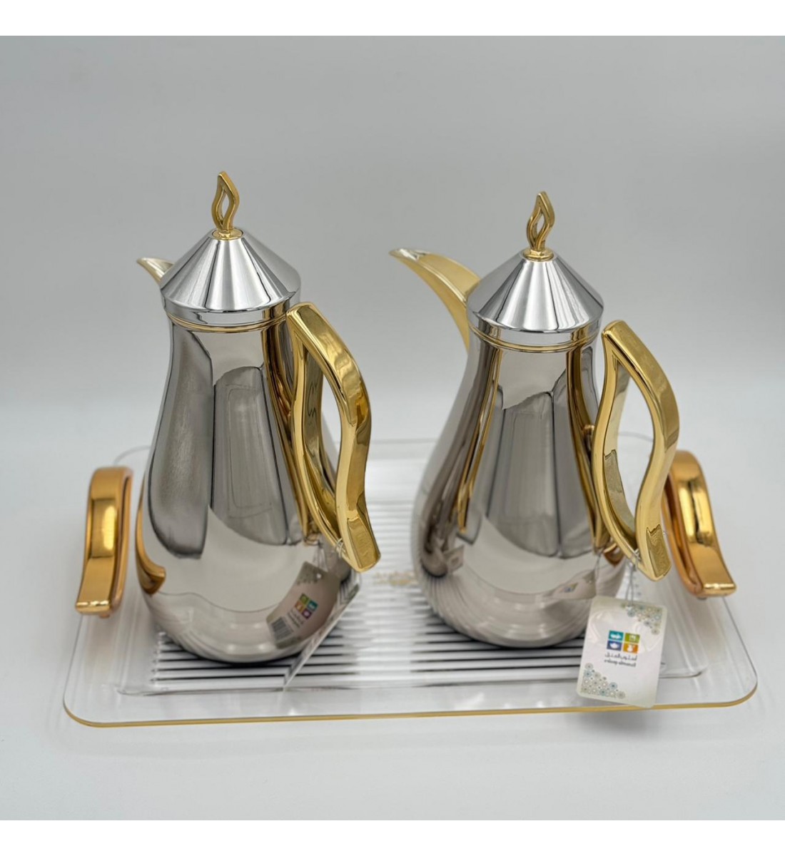 طقم ترامس شاي وقهوة مع طوفرية راقي استيل داخل زجاج طقم ترامس شاي وقهوة مع طوفرية راقي استيل داخل زجاج