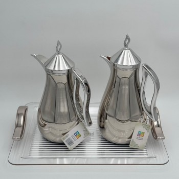 طقم ترامس شاي وقهوة مع طوفرية  راقي استيل داخل زجاج 