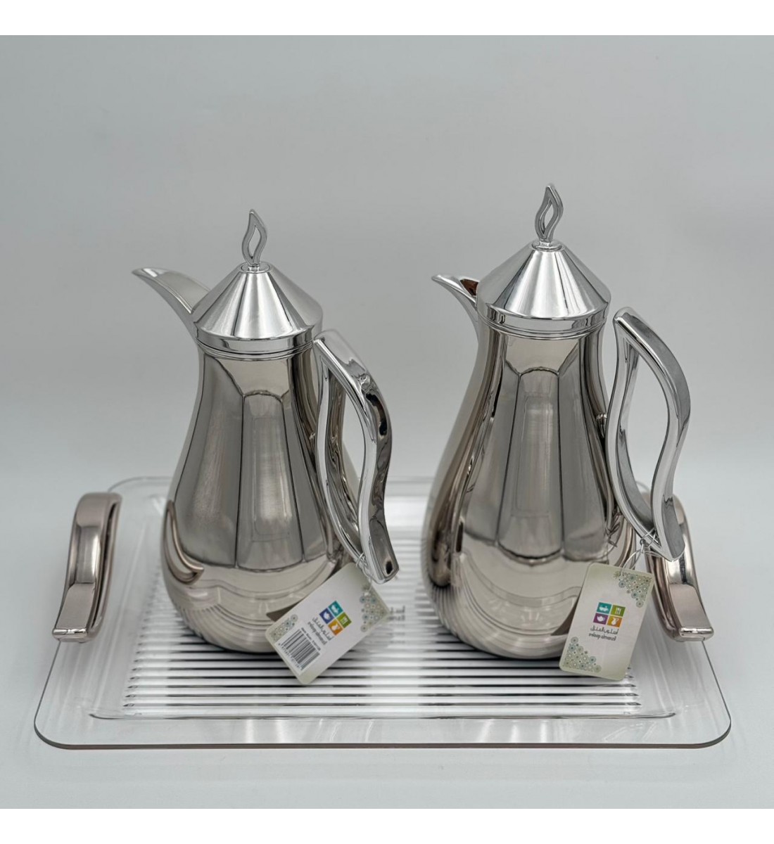 طقم ترامس شاي وقهوة مع طوفرية راقي استيل داخل زجاج طقم ترامس شاي وقهوة مع طوفرية راقي استيل داخل زجاج