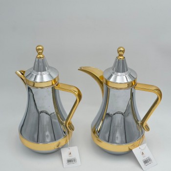 طقم ترامس شاي وقهوة  راقي استيل داخل زجاج 