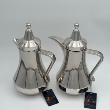 طقم ترامس شاي وقهوة  راقي استيل داخل زجاج 