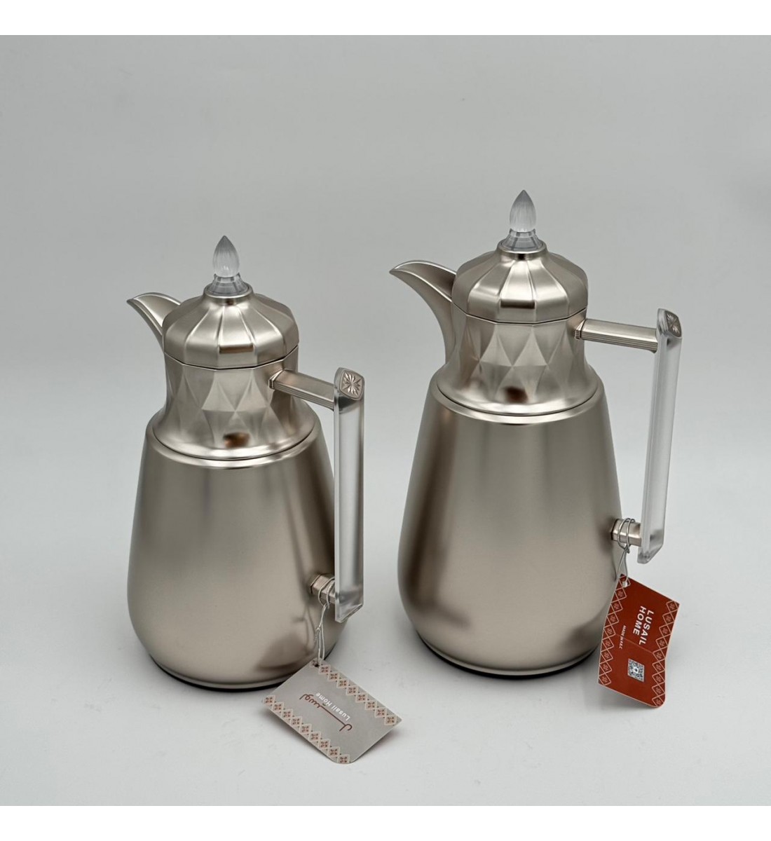 طقم ترامس شاي وقهوة  راقي استيل داخل زجاج 