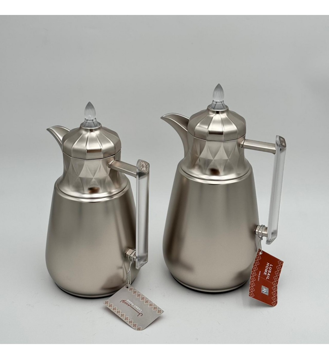 طقم ترامس شاي وقهوة  راقي استيل داخل زجاج 