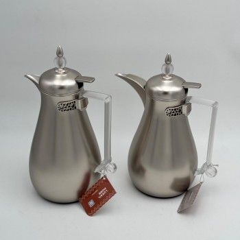 طقم ترامس شاي وقهوة  راقي استيل داخل زجاج 