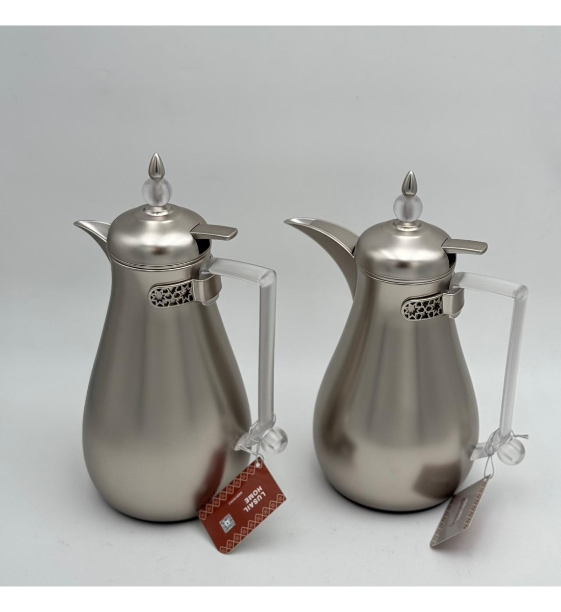 طقم ترامس شاي وقهوة  راقي استيل داخل زجاج 