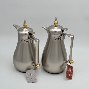 طقم ترامس شاي وقهوة  راقي استيل داخل زجاج 