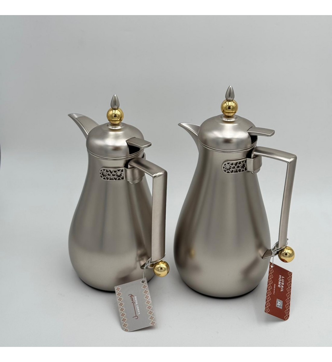 طقم ترامس شاي وقهوة  راقي استيل داخل زجاج 