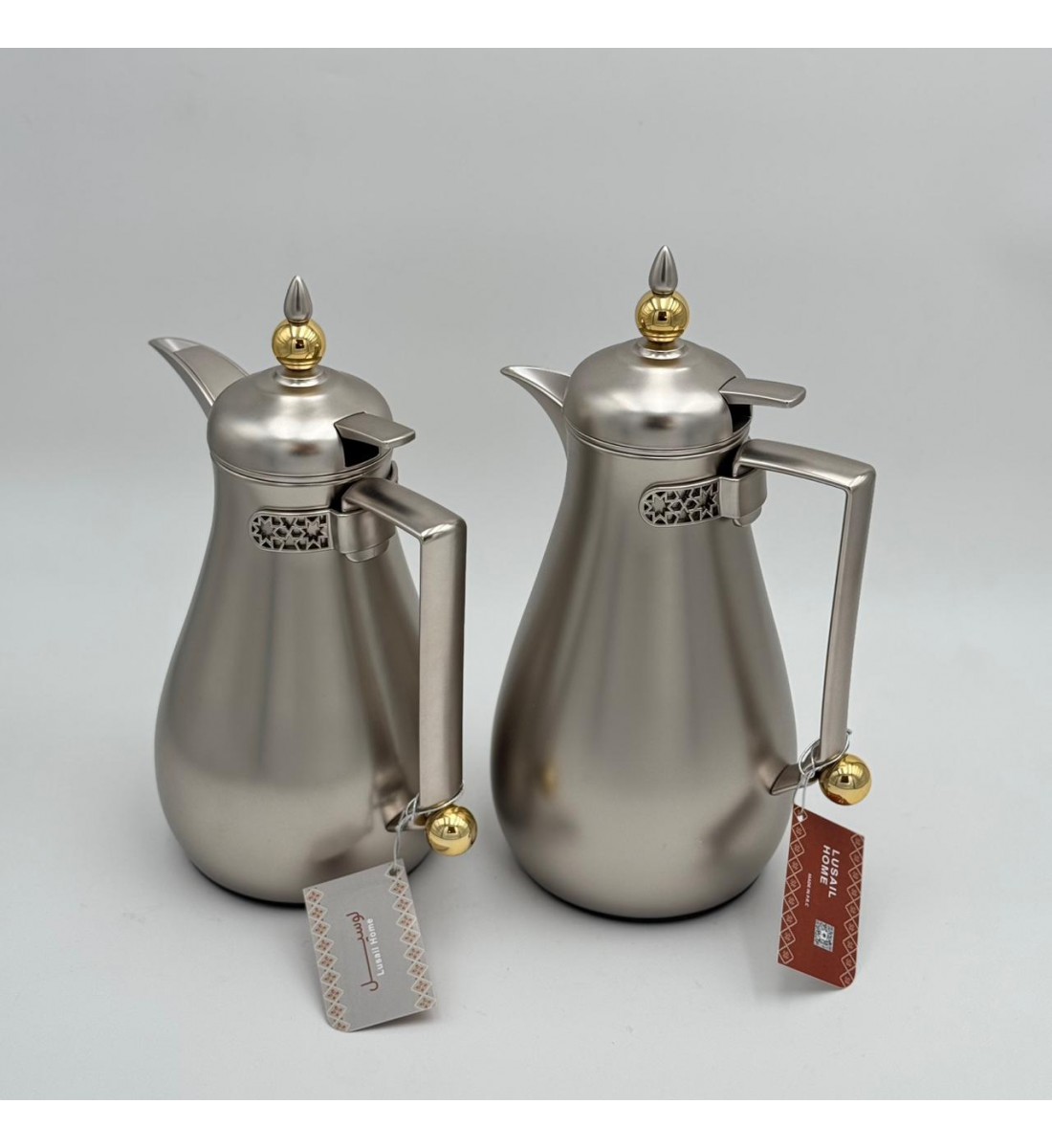 طقم ترامس شاي وقهوة  راقي استيل داخل زجاج 