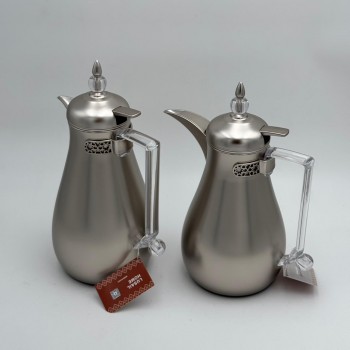 طقم ترامس شاي وقهوة  راقي استيل داخل زجاج 