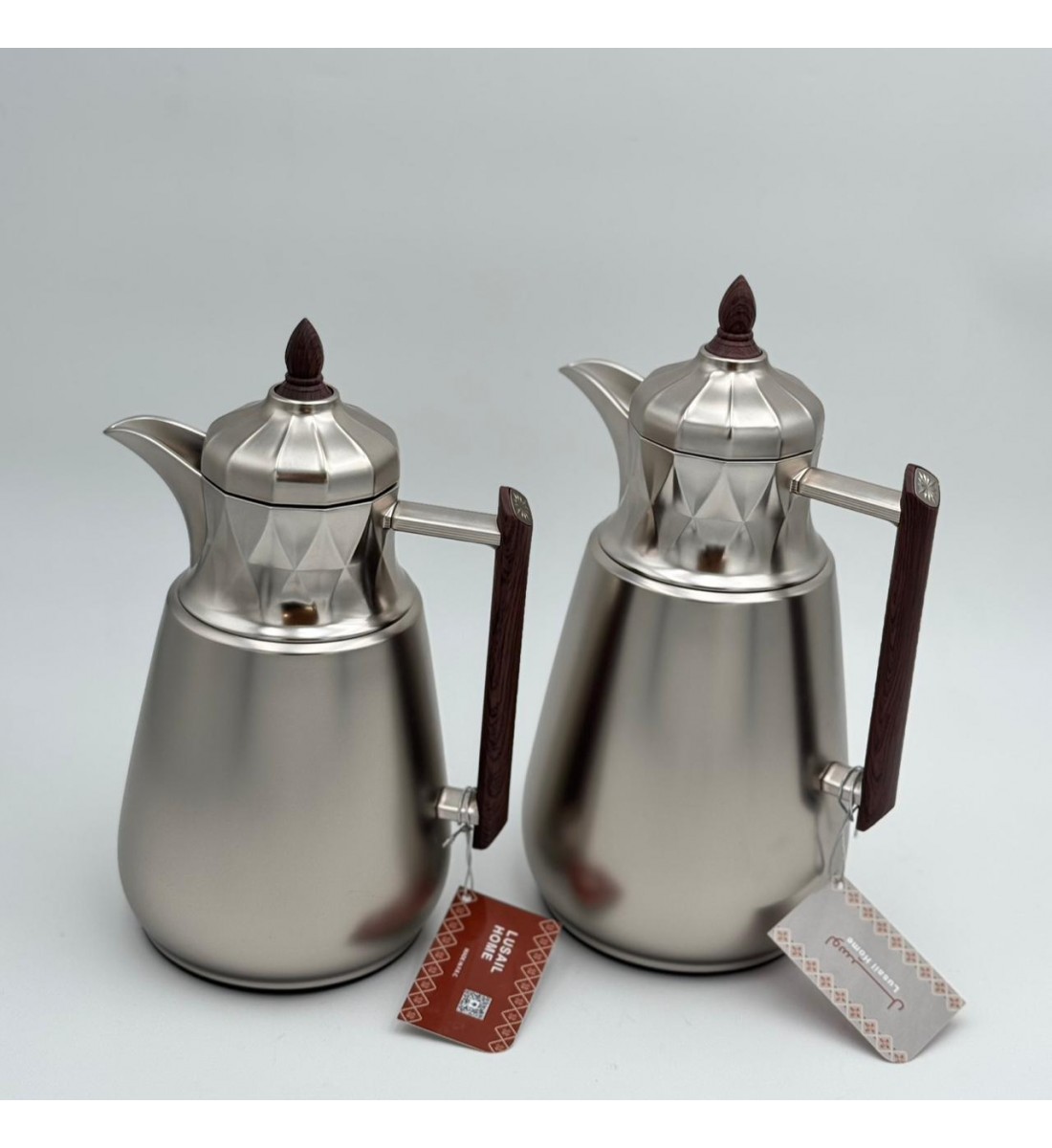 طقم ترامس شاي وقهوة  راقي استيل داخل زجاج 