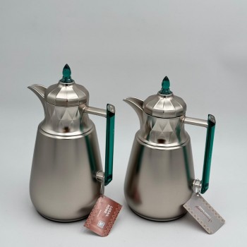 طقم ترامس شاي وقهوة  راقي استيل داخل زجاج 