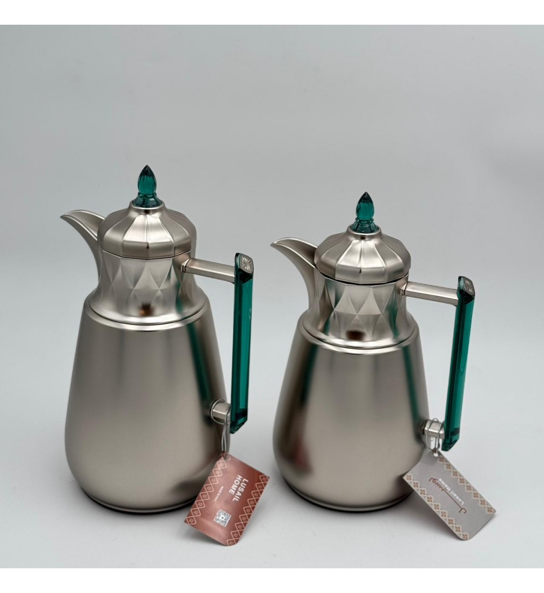 طقم ترامس شاي وقهوة  راقي استيل داخل زجاج 