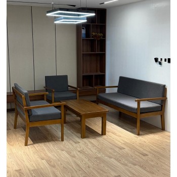 طقم جلسة خارجية رمادي  كراسي خشب  ،6أشخاص +طاولة خدمة