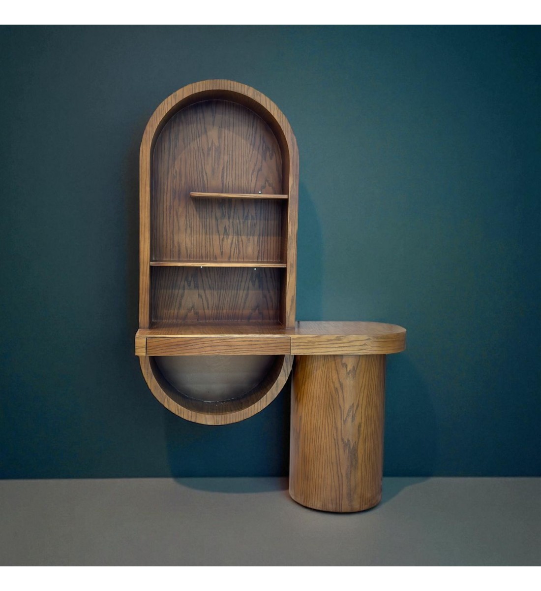 ركن كوفي تصميم حديث وانيق  بني مع رفوف (منتج تفصيل )