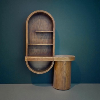 ركن كوفي تصميم حديث وانيق  بني مع رفوف (منتج تفصيل )