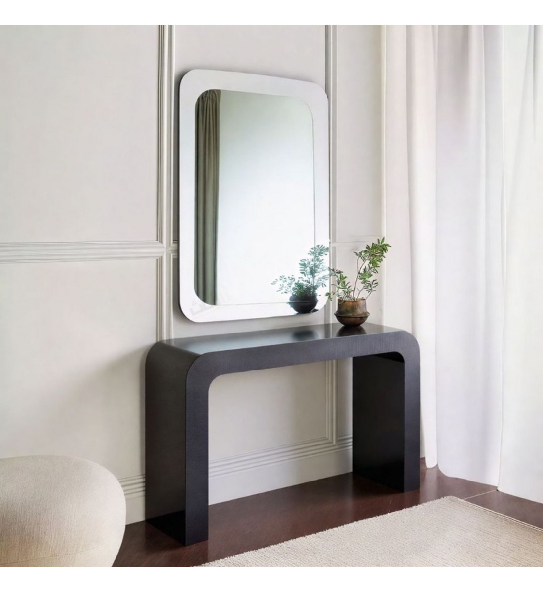 طاولة مدخل كلاسيكي خشب قشرة الجوز  لون اسود  135×80×35سم ( المنتج تفصيل )