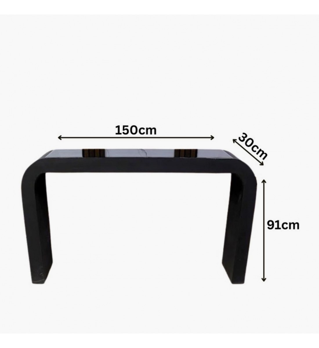طاولة مدخل كلاسيكي خشب قشرة الجوز  لون اسود  150×91×35سم ( المنتج تفصيل )
