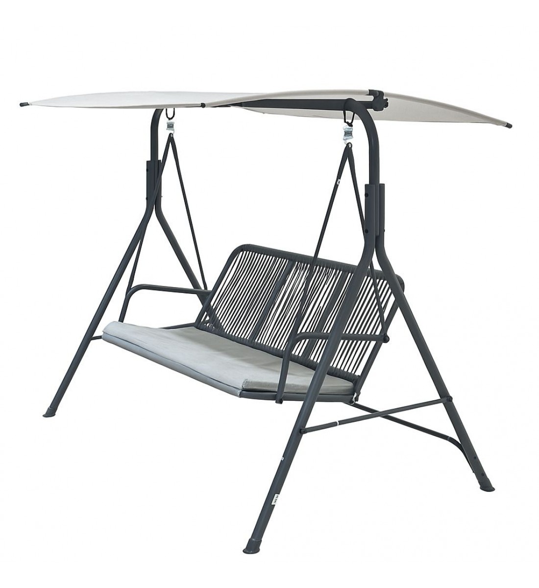 مرجيحة حديقة بثلاثة مقاعد ومظلة - أرجوحة خارجية للحدائق والتراسات - تصميم أنيق مرجيحة حديقة بثلاثة مقاعد ومظلة - أرجوحة خارجية للحدائق والتراسات - تصميم أنيق