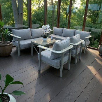 طقم جلسه خارجيه رخام مع حديد  ،7أشخاص مع طاولة وسط 