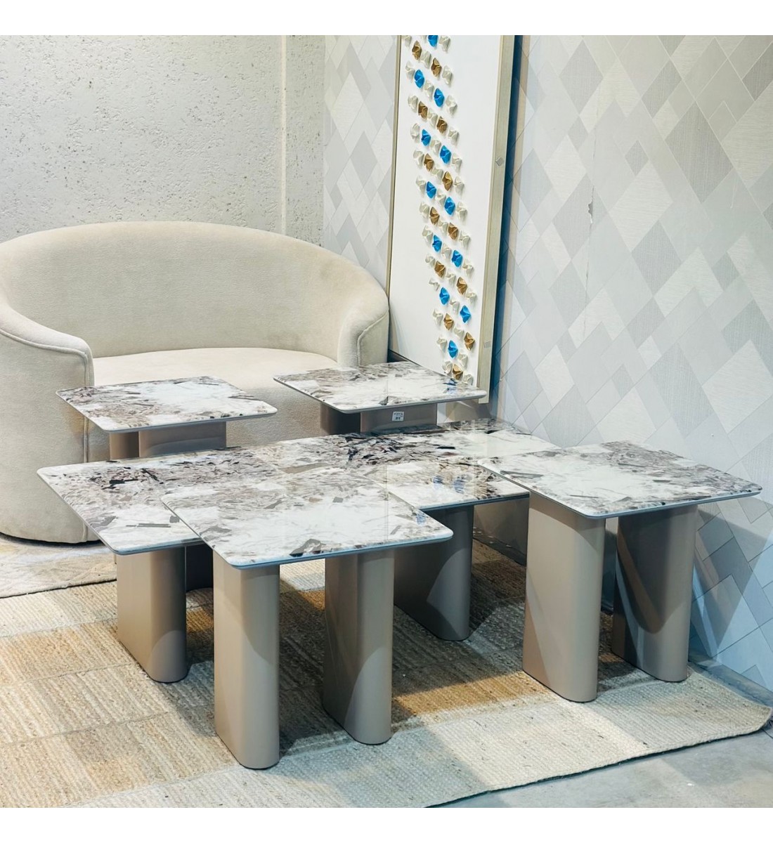 طقم طاولات شاي سيراميك 5 قطع