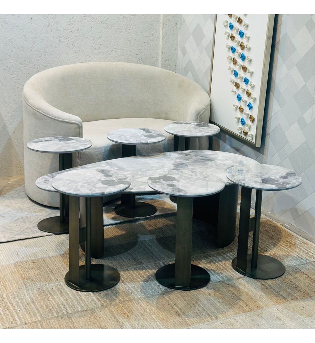 طقم طاولات شاي سيراميك 7 قطع