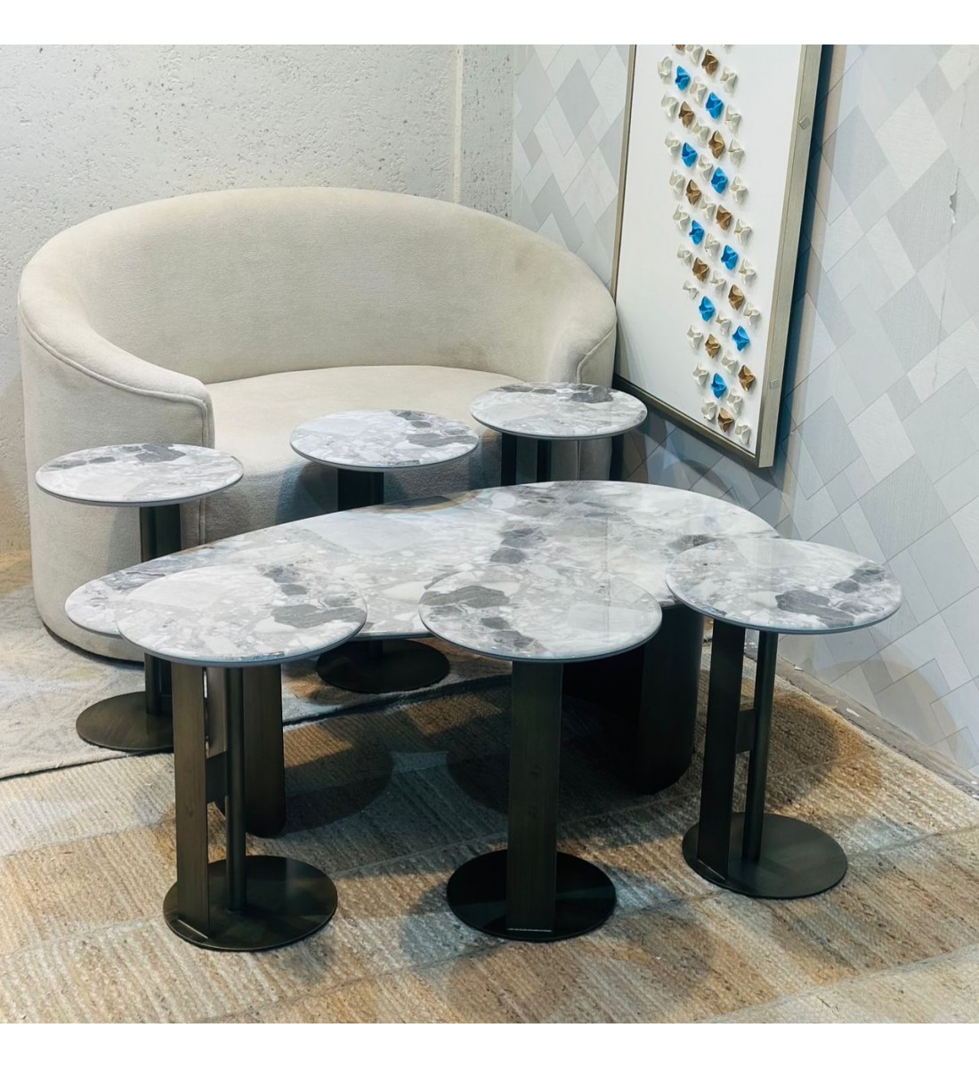 طقم طاولات شاي سيراميك 7 قطع