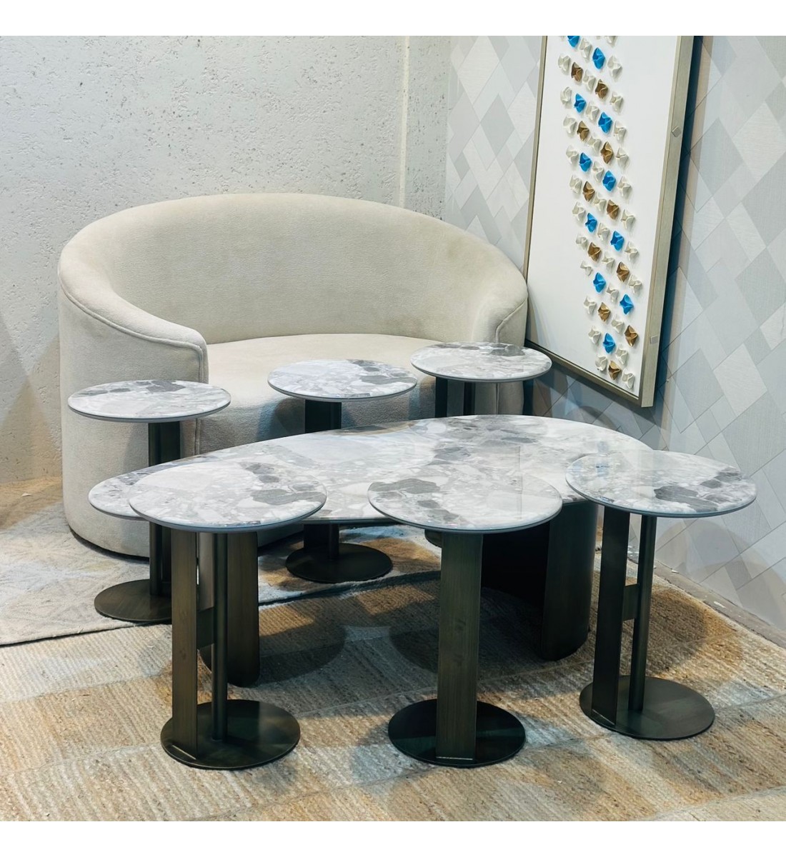 طقم طاولات شاي سيراميك 7 قطع