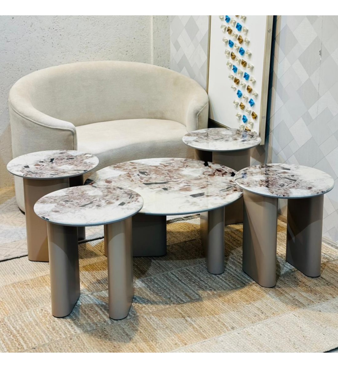 طقم طاولات شاي سيراميك 5 قطع