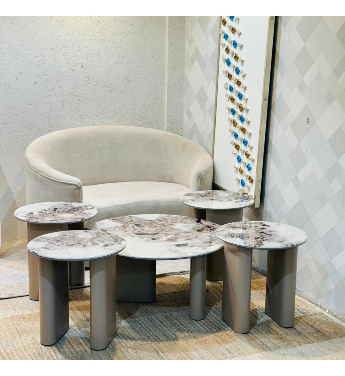 طقم طاولات شاي سيراميك 5 قطع