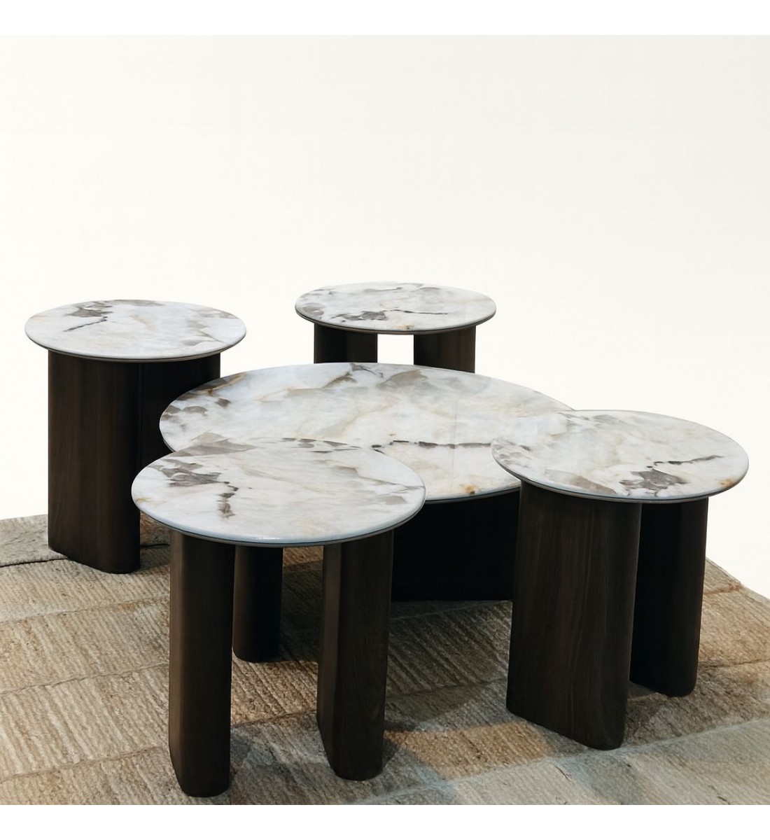 طقم طاولات شاي سيراميك 5 قطع