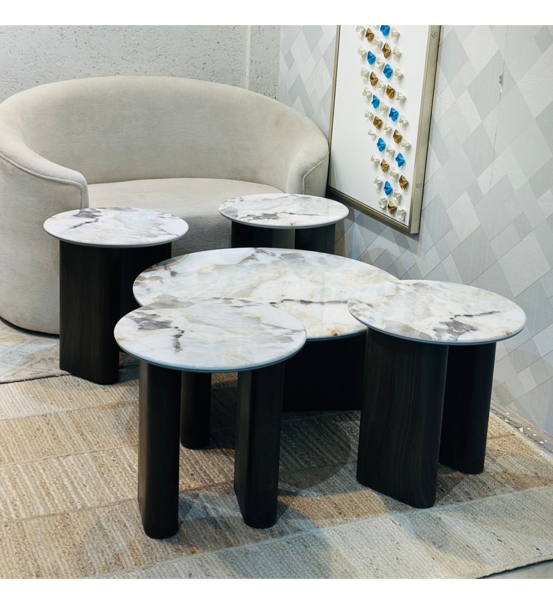 طقم طاولات شاي سيراميك 5 قطع