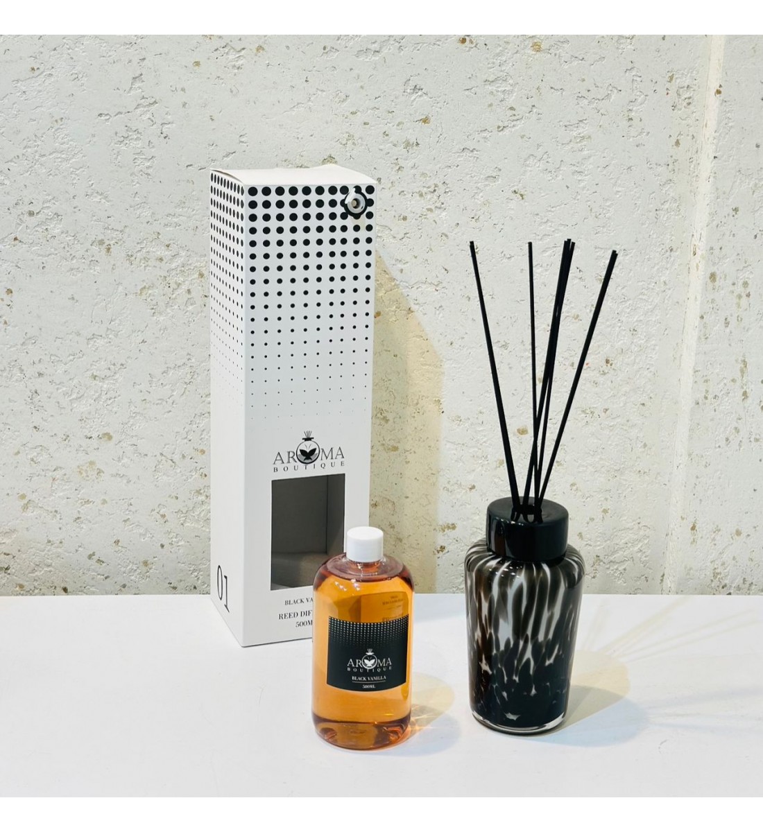 فواحه عطرية مع عيدان زجاج 500مل فواحه عطرية مع عيدان زجاج 500مل