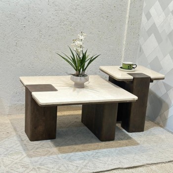 طقم طاولات سيراميك  عصري بتصميم هندسي مبتكر يجمع بين الفخامة والبساطة في آن واحد