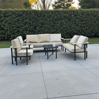 طقم جلسه خارجيه رخام مع حديد  ،7أشخاص مع طاولة وسط 