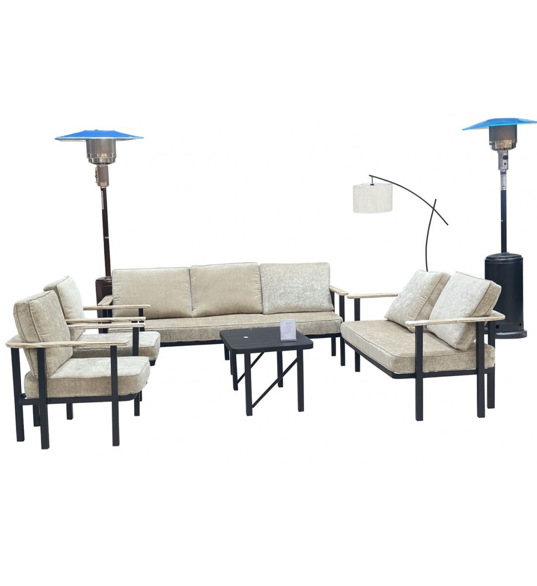 طقم جلسه خارجيه رخام مع حديد  ،7أشخاص مع طاولة وسط 